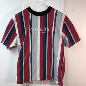Guess (S) Vertical Stripped Short Sleeve Tee Shirt